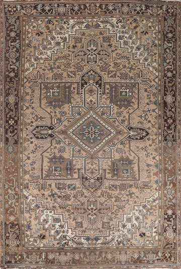 Vintage Geometric Wool Heriz Persian Rug 10x13