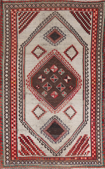 Vintage Geometric Wool Gabbeh Persian Rug 5x8