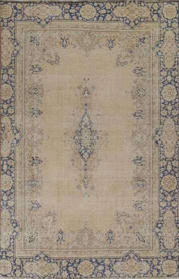 Distressed Floral Kerman Persian Area Rug 6x9