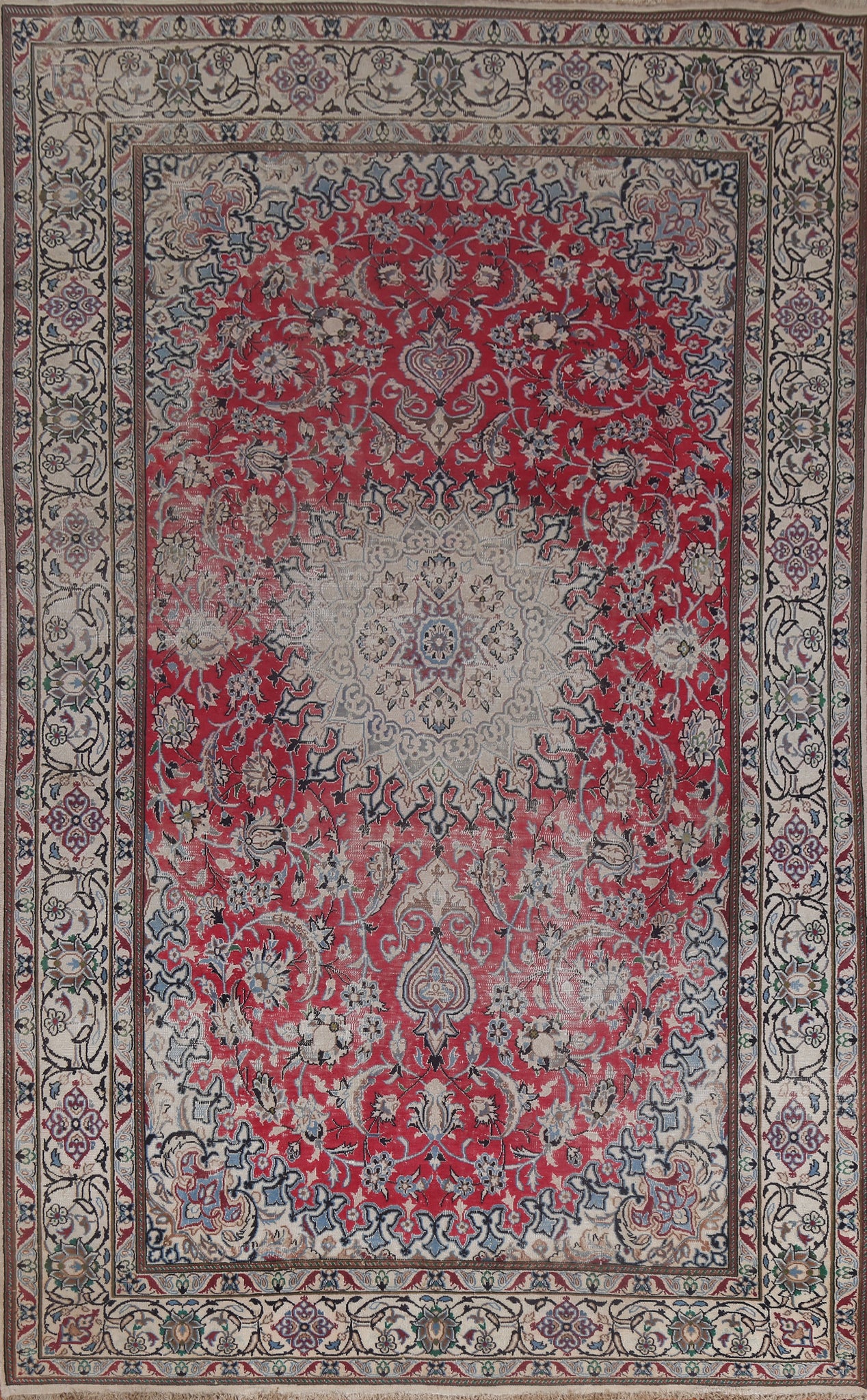 Red Floral Nain Handmade Persian Rug 6x10