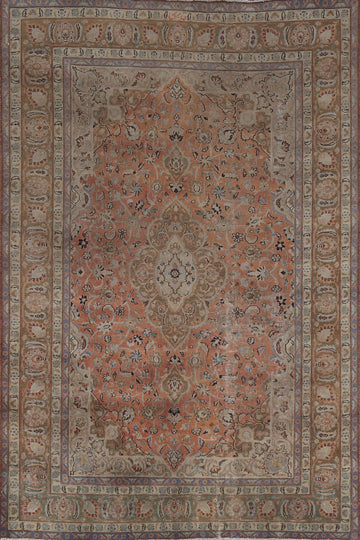 Over-Dyed Distressed Kashan Wool Persian Rug 7x9