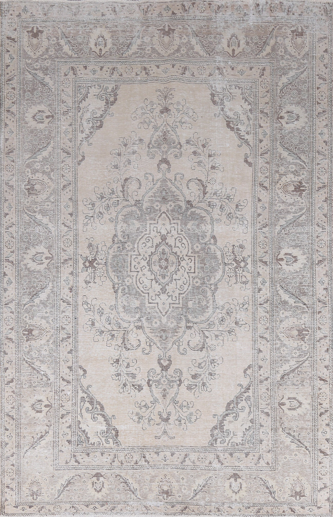 Distressed Floral Tabriz Persian Area Rug 6x10