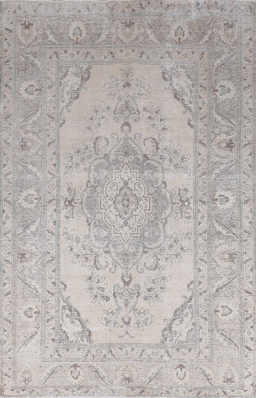 Distressed Floral Tabriz Persian Area Rug 6x10