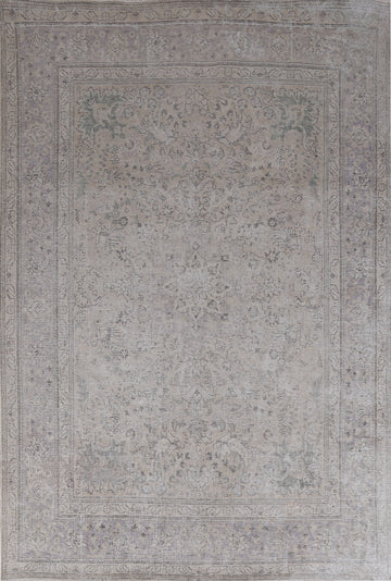 Distressed Floral Tabriz Persian Area Rug 7x10