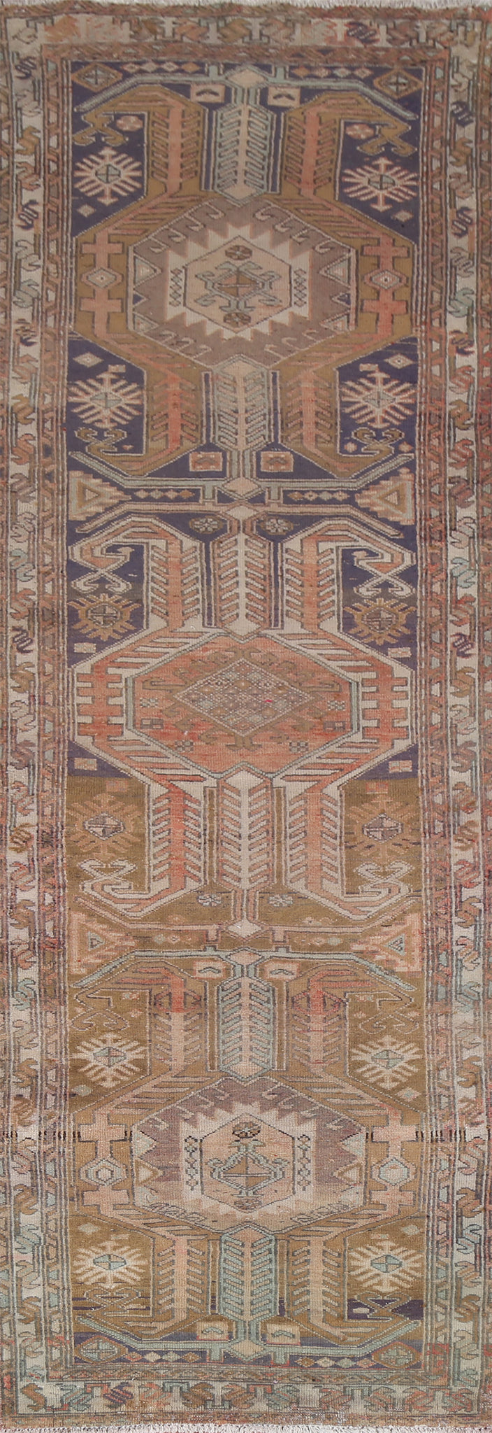 Geometric Meshkin Persian Runner Rug 3x11