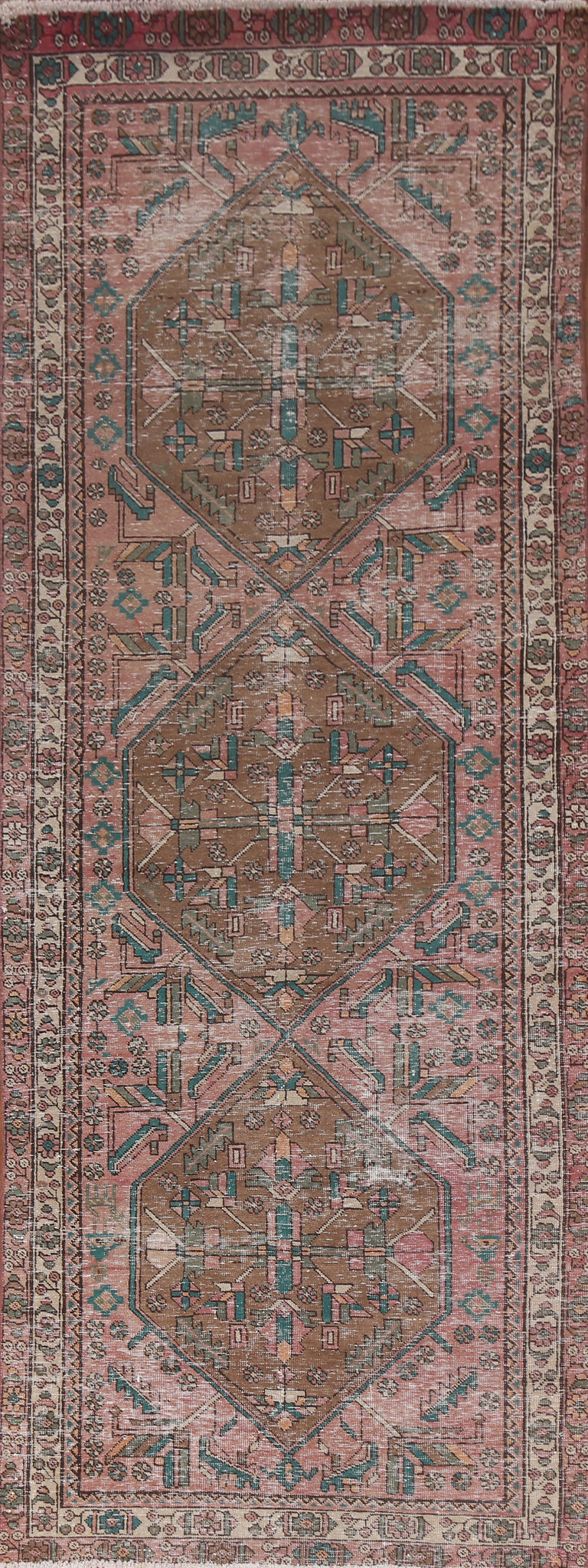 Geometric Hamedan Persian Runner Rug 4x11