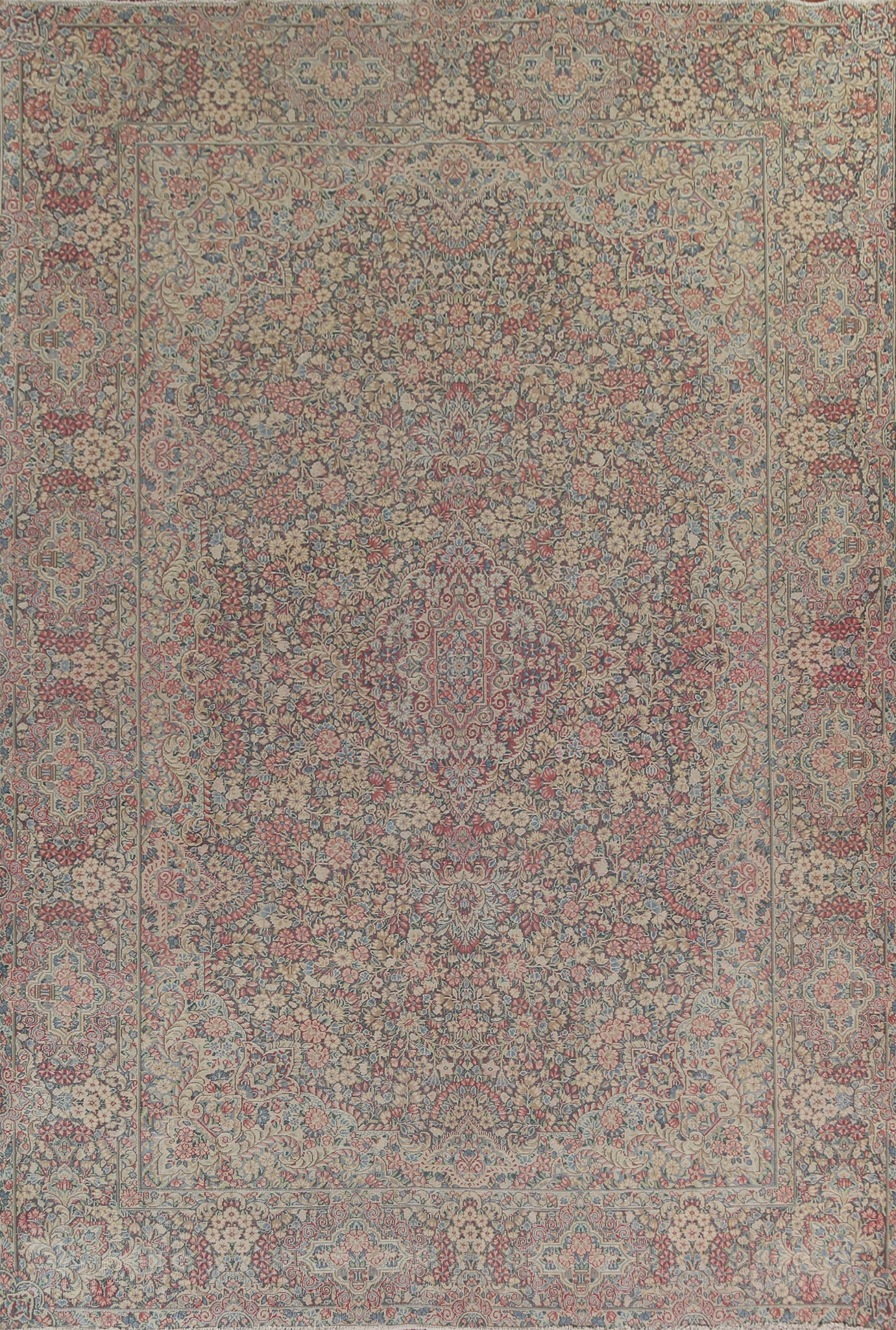 Antique Floral Kerman Persian Area Rug 9x12