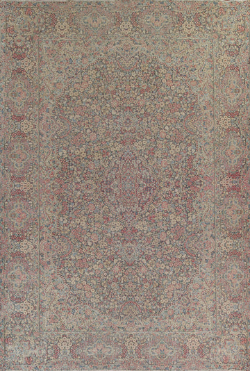 Antique Floral Kerman Persian Area Rug 9x12