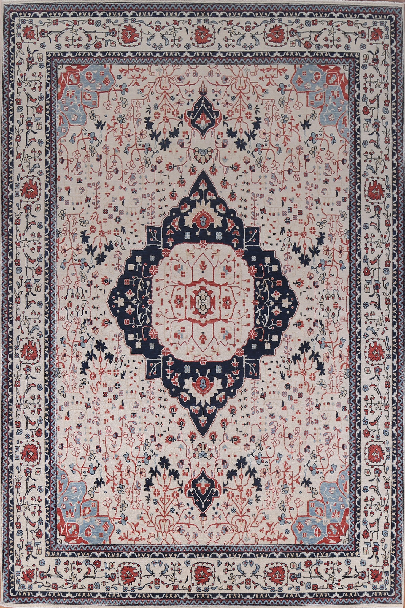 Handmade Wool Kashan Mohtasham Turkish Rug 9x12