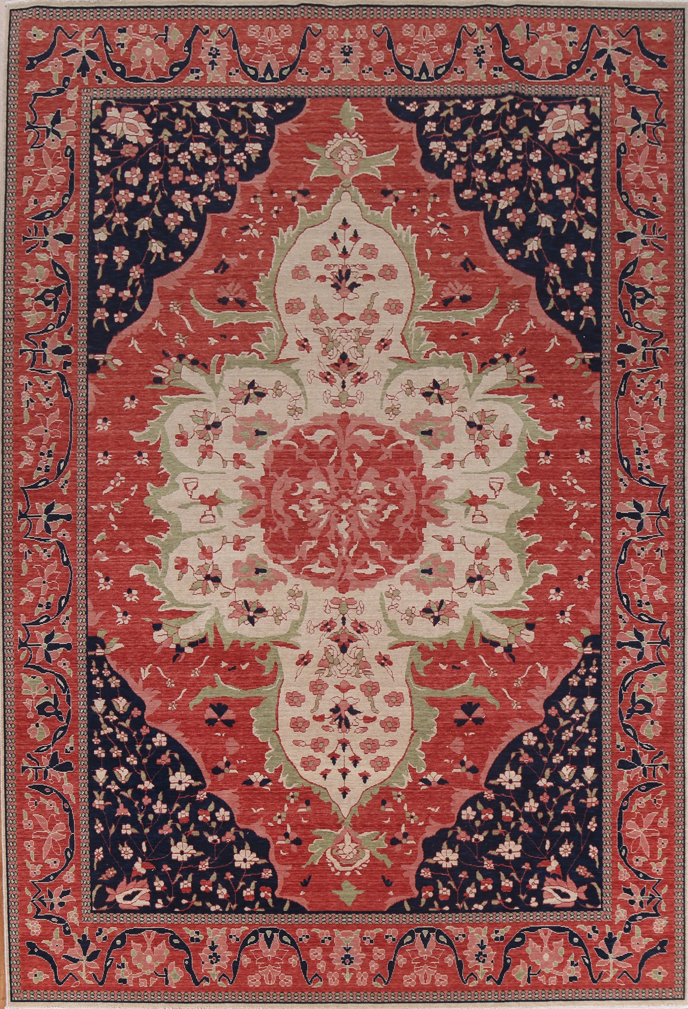 Wool Floral Sarouk Farahan Turkish Rug 9x12