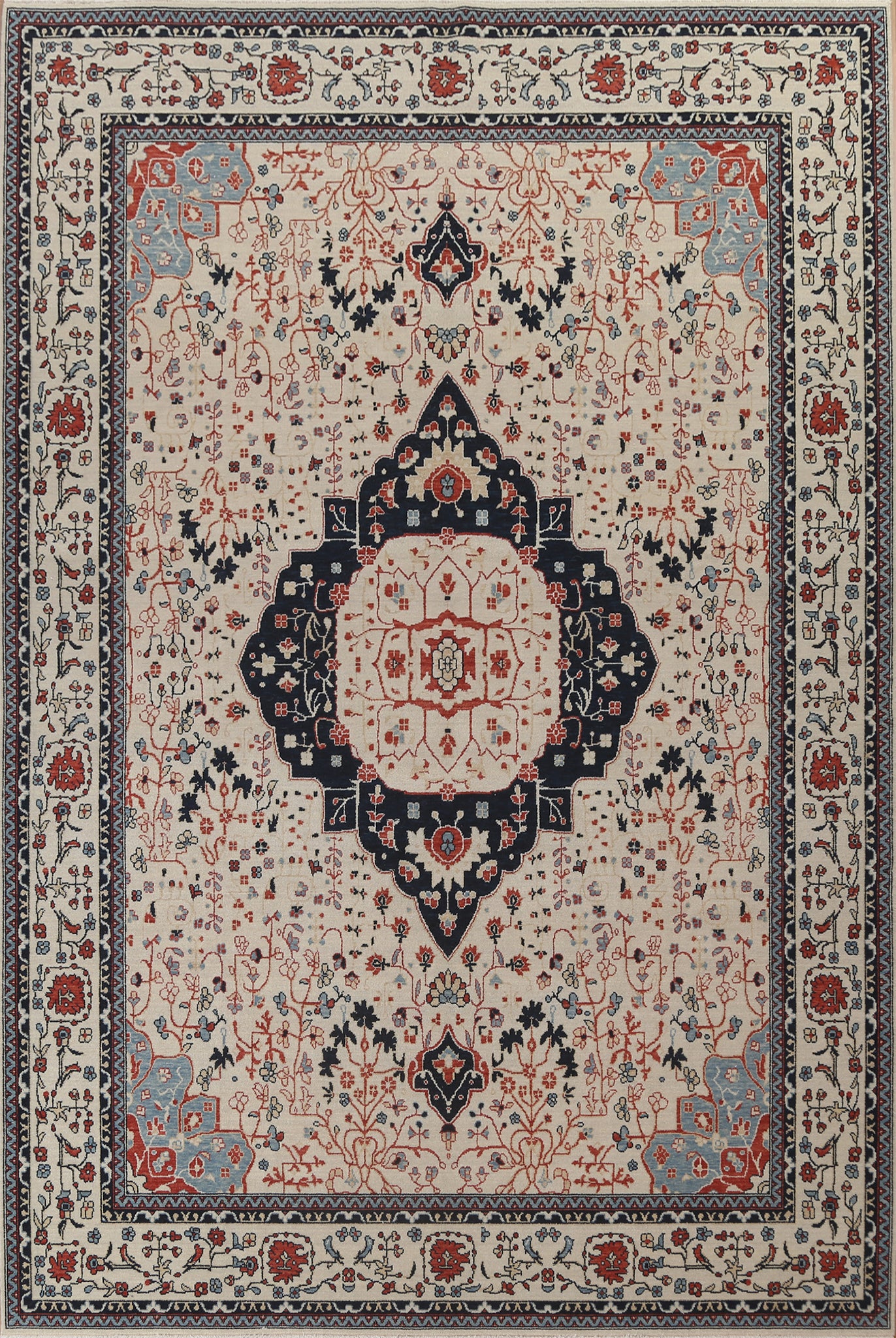 Handmade Wool Kashan Mohtasham Turkish Rug 9x12