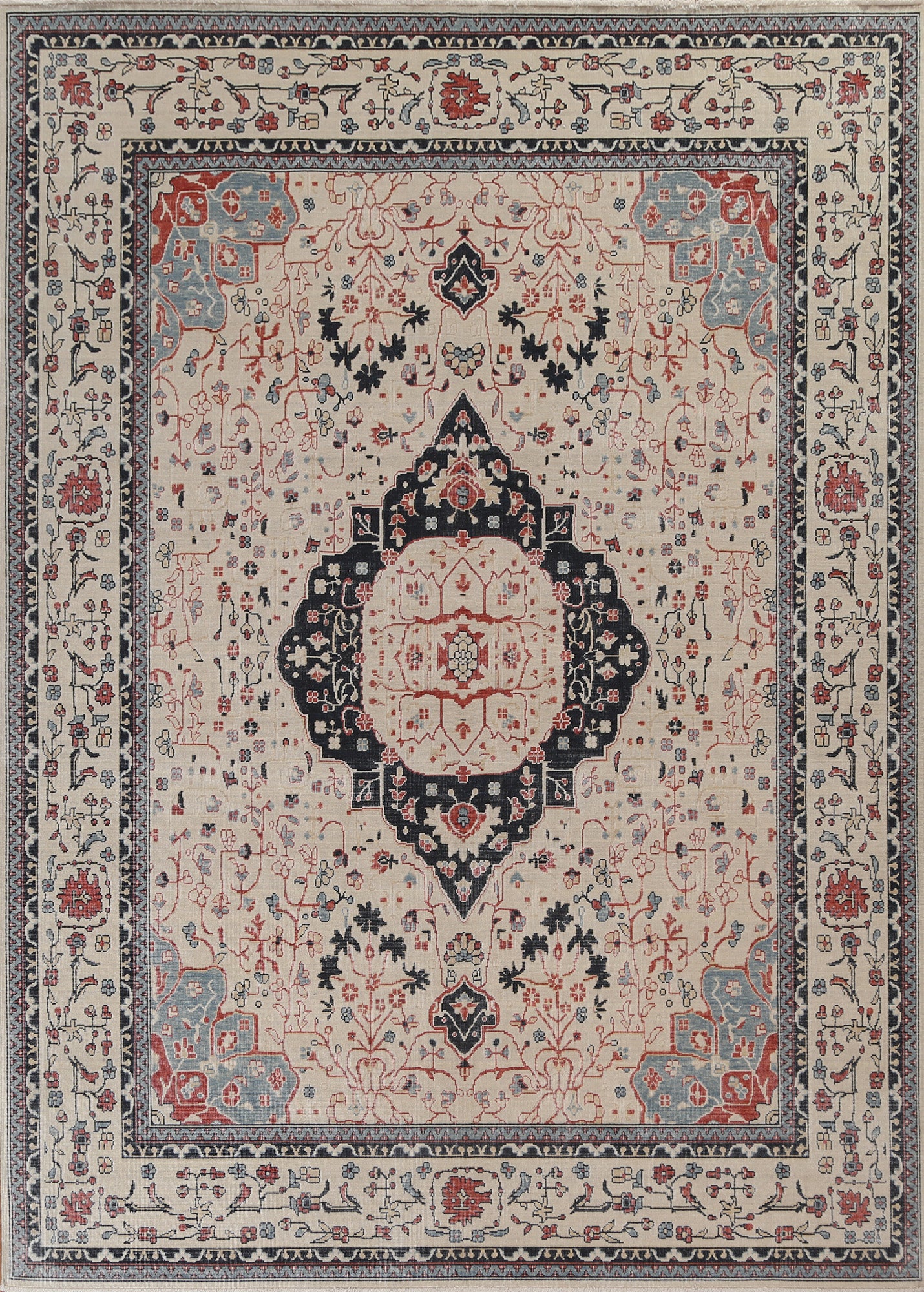 Geometric Handmade Kashan Mohtasham Wool Turkish Rug 8x10