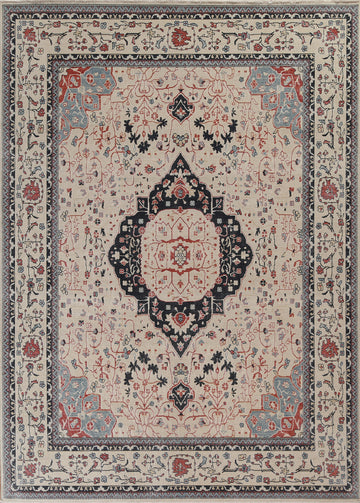 Geometric Handmade Kashan Mohtasham Wool Turkish Rug 8x10