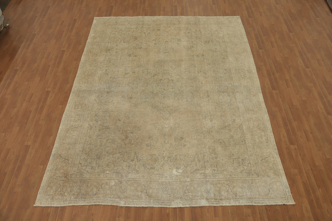 Distressed Wool Tabriz Persian Rug 10x13