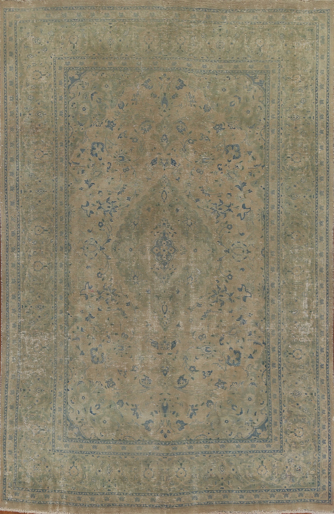 Traditional Floral Wool Mashad Persian Area Rug 6x9