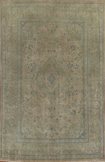 Traditional Floral Wool Mashad Persian Area Rug 6x9