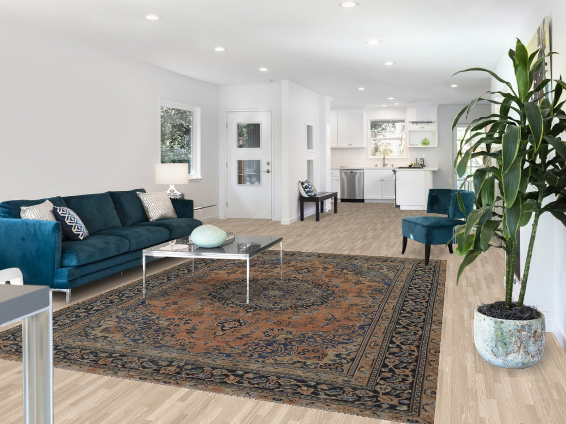 Floral Wool Handmade Mashad Persian Area Rug 8x11