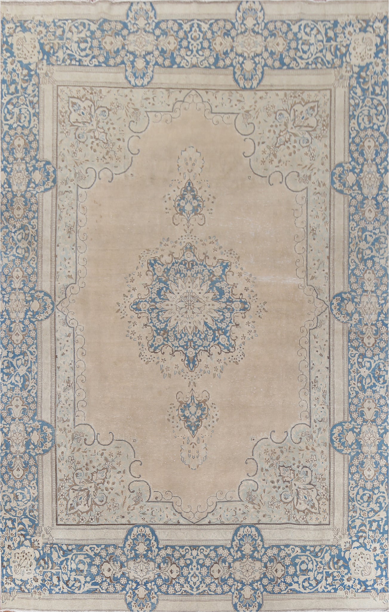 Floral Medallion Kerman Persian Area Rug 9x13