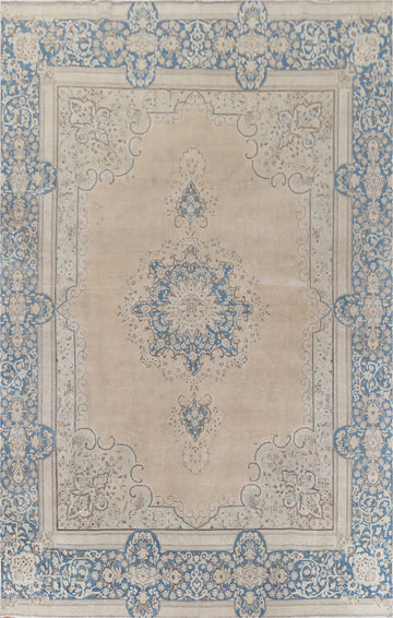 Floral Medallion Kerman Persian Area Rug 9x13