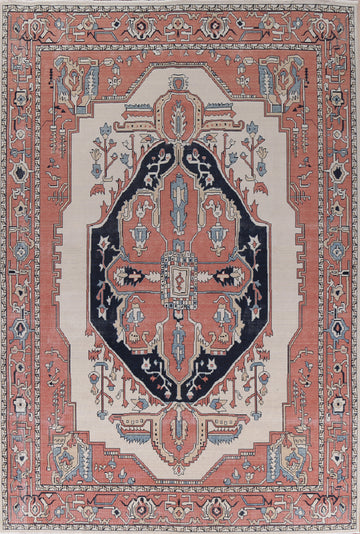 Geometric Heriz Serapi Turkish Wool Rug 10x13