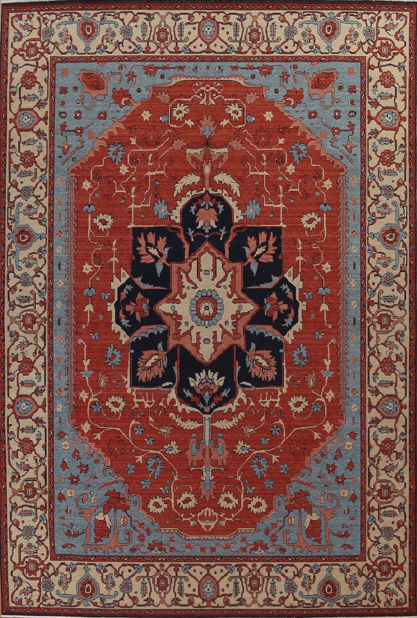 Geometric Handmade Heriz Serapi Oriental Area Rug 10x13
