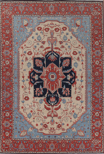 Floral Wool Heriz Serapi Turkish Area Rug 10x13
