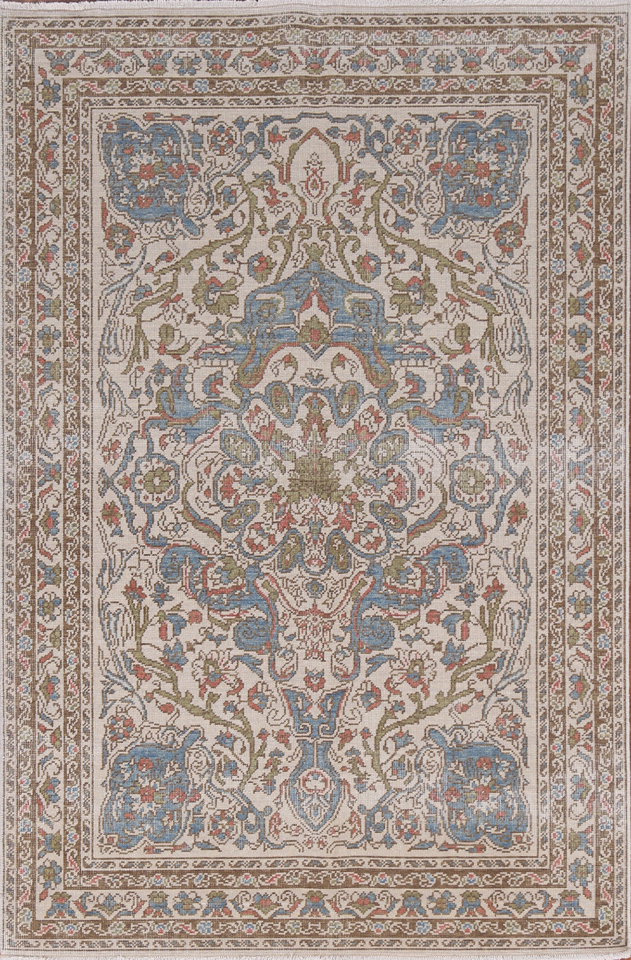 Floral Wool Oushak Turkish Area Rug 4x6