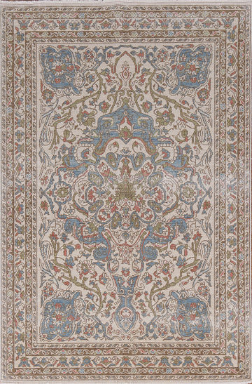 Floral Wool Oushak Turkish Area Rug 4x6