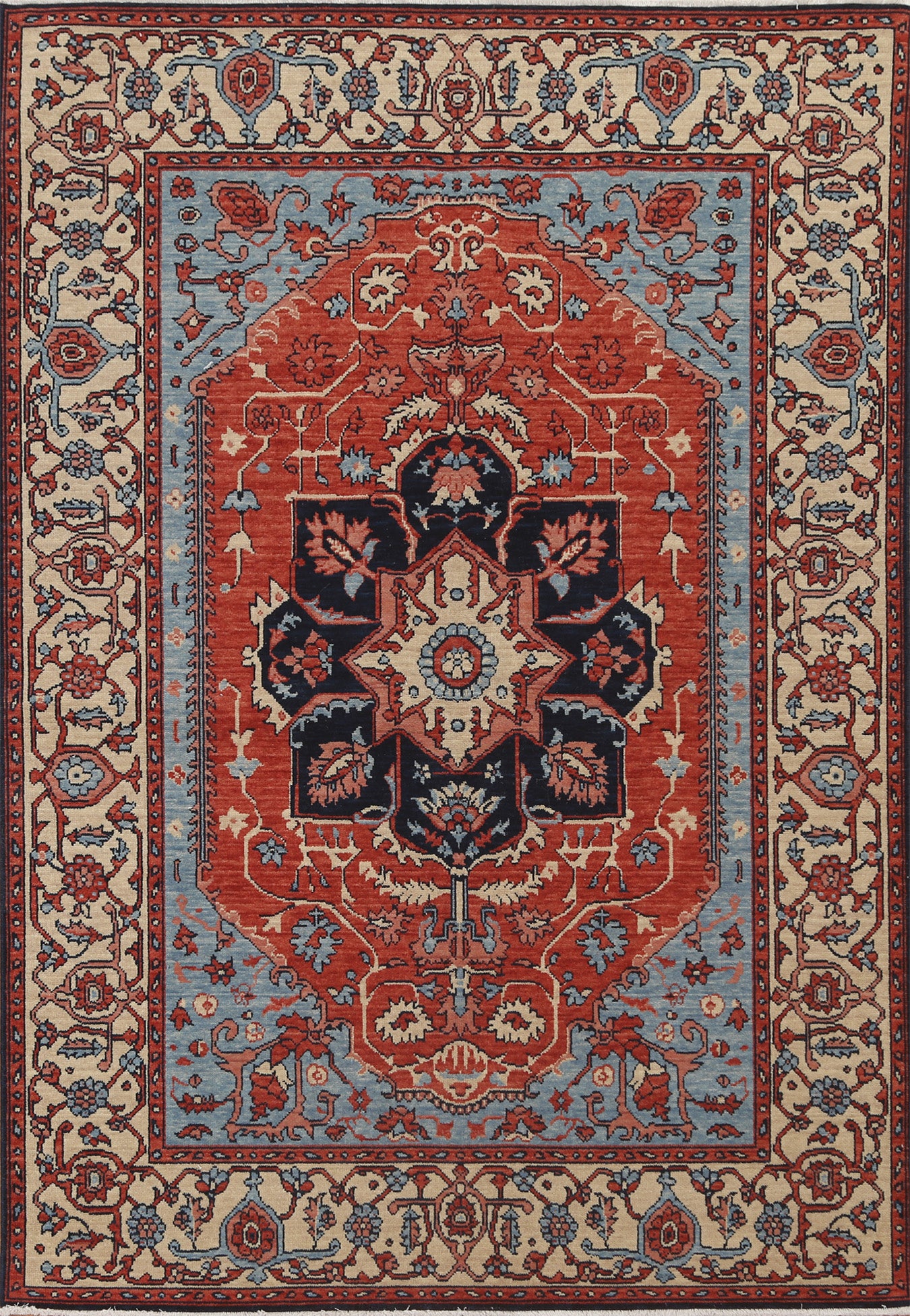 Geometric Heriz Serapi Turkish Area Rug 5x7