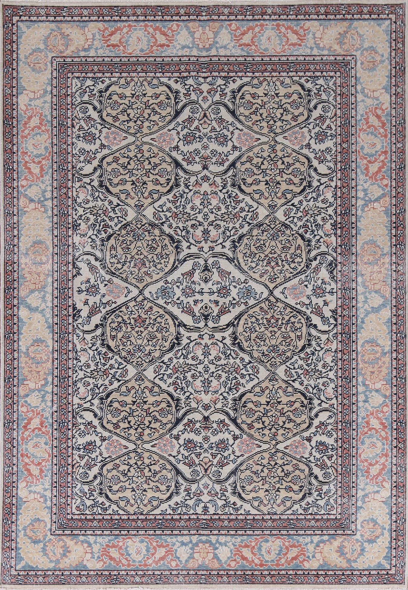 Geometric Wool Bakhtiari Turkish Area Rug 5x7