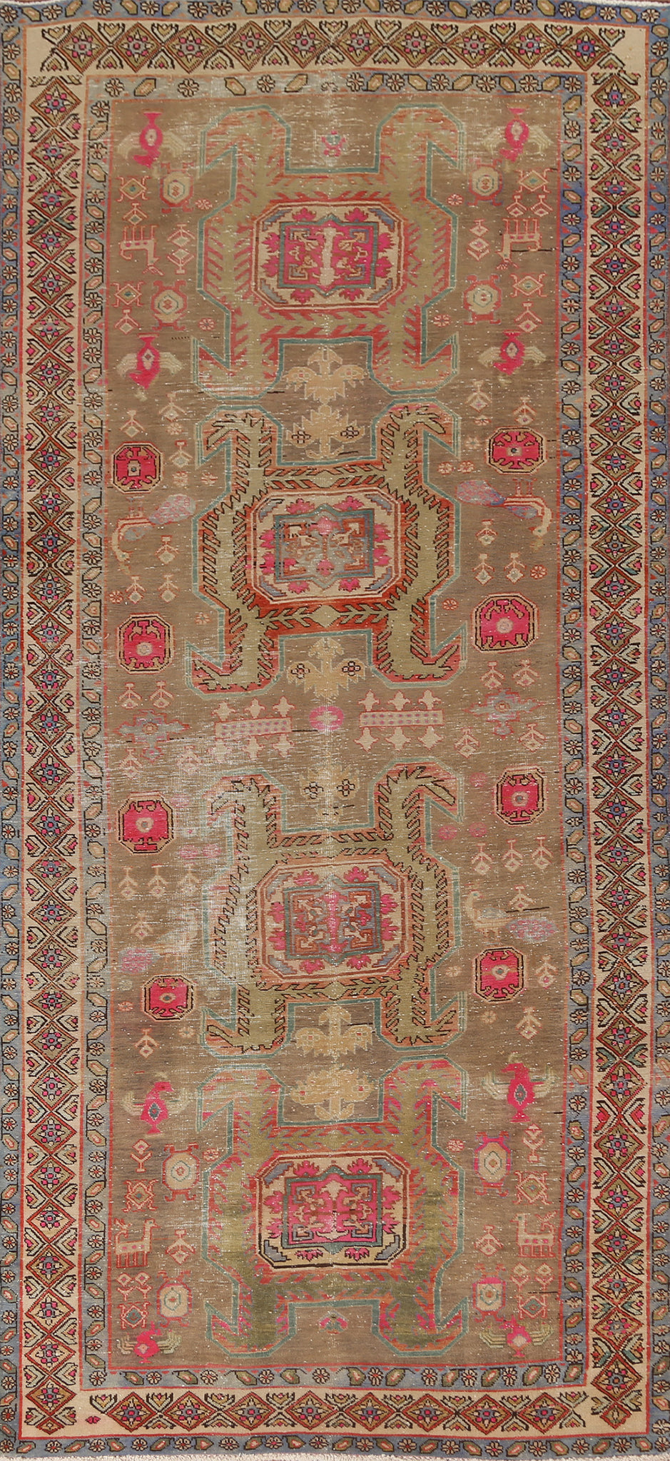 Geometric Ardebil Persian Runner Rug 4x10