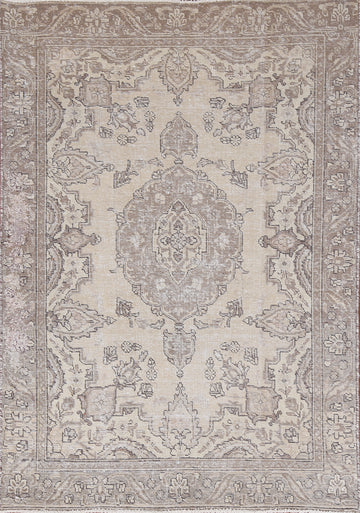 Muted Geometric Tabriz Persian Area Rug 4x6