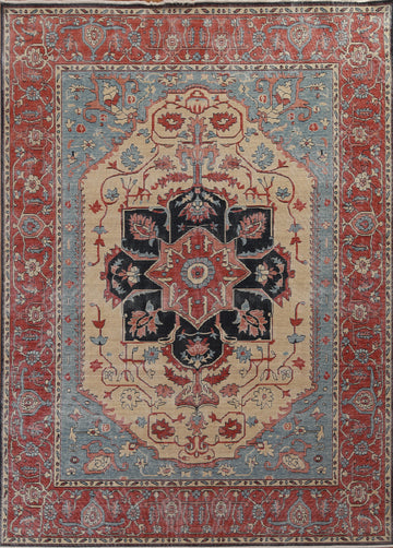 Geometric Heriz Serapi Turkish Wool Rug 8x10