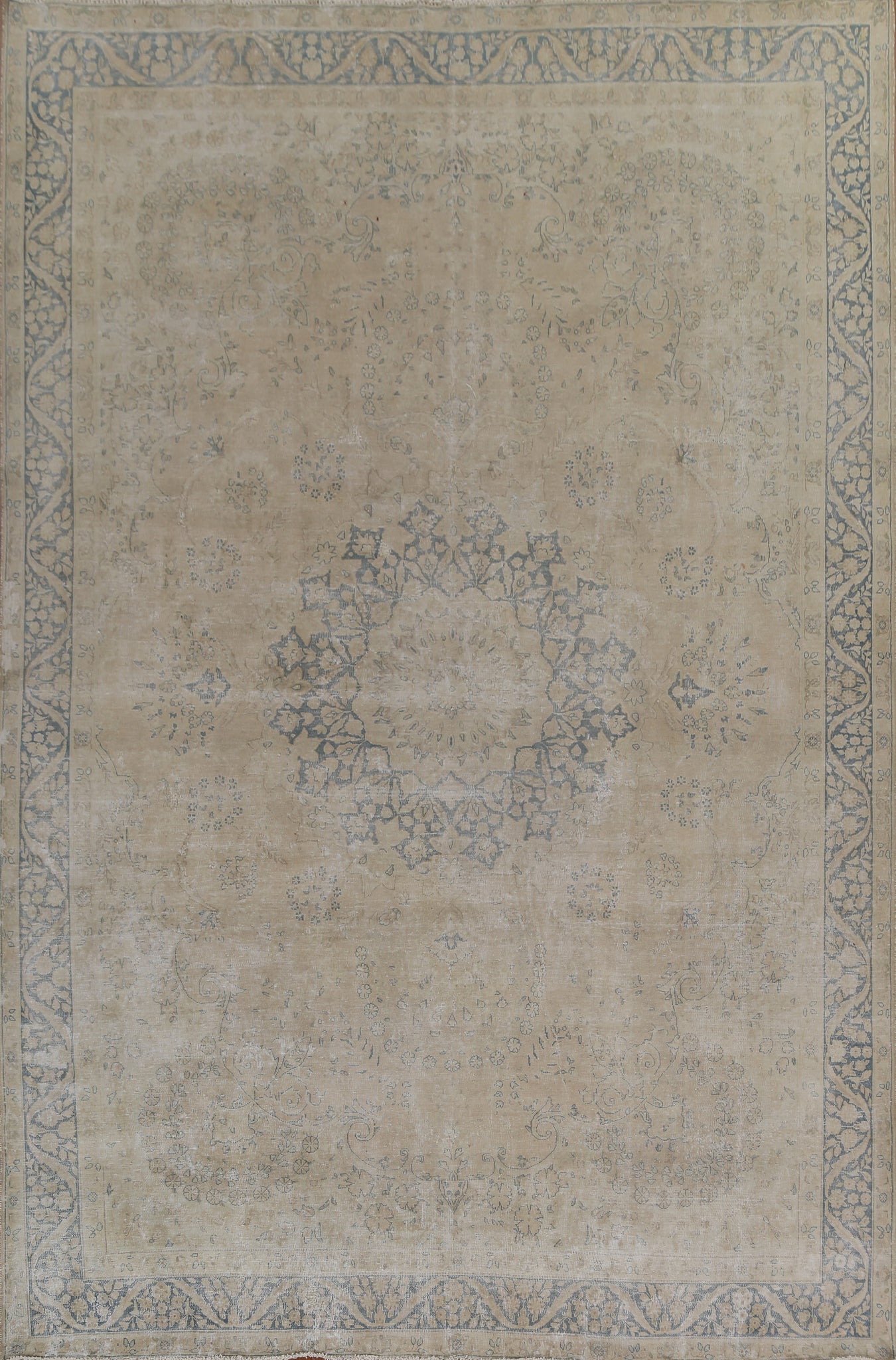 Distressed Wool Kerman Persian Area Rug 9x12