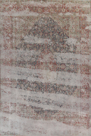Distressed Wool Kerman Persian Area Rug 10x13