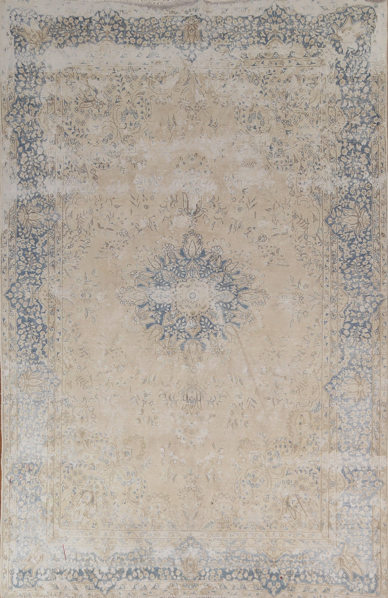 Distressed Wool Kerman Persian Area Rug 7x10