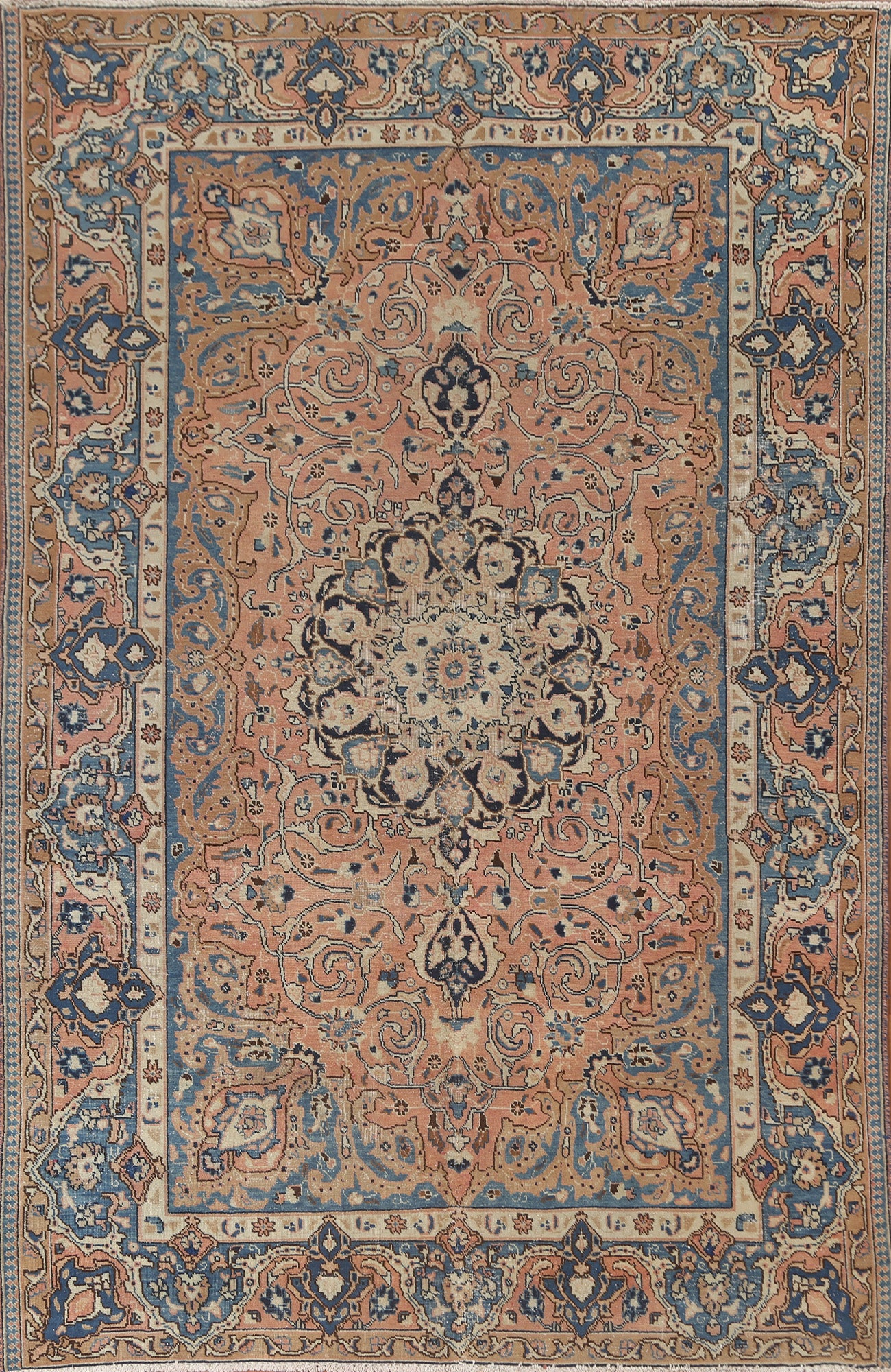 Vintage Wool Mashad Persian Area Rug 6x9