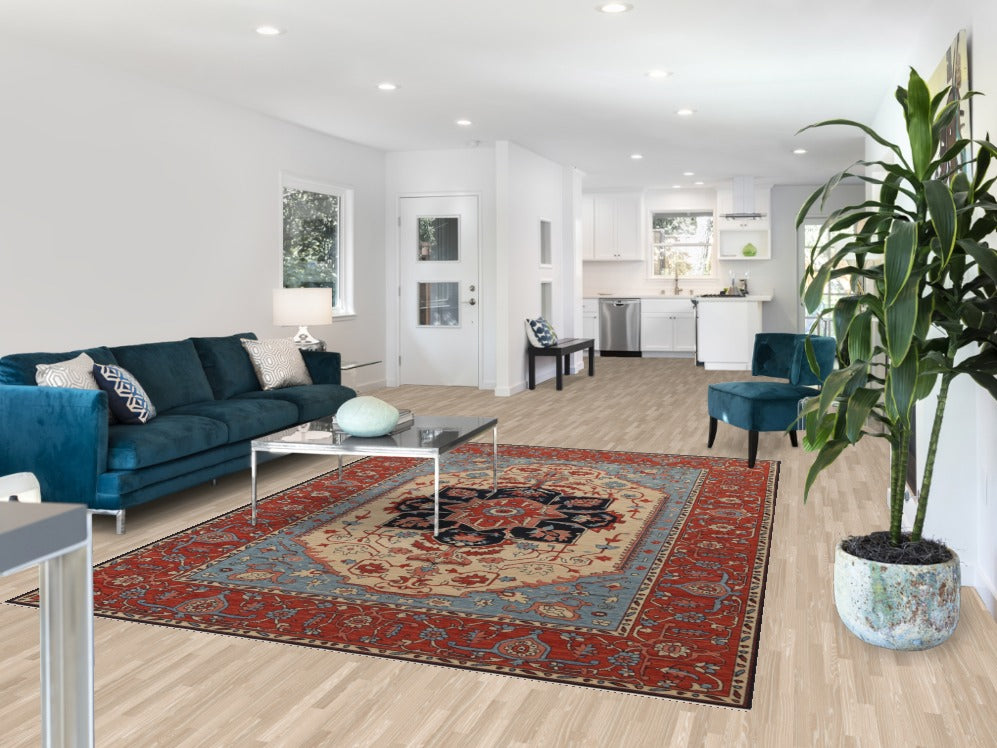 Medallion Wool Heriz Serapi Turkish Area Rug 7x10