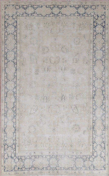 Distressed Floral Kerman Persian Area Rug 7x10