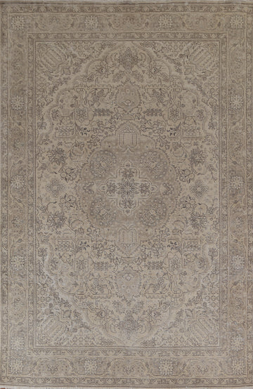 Geometric Distressed Tabriz Persian Area Rug 7x10