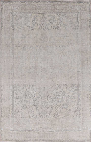 Distressed Floral Tabriz Persian Area Rug 7x10