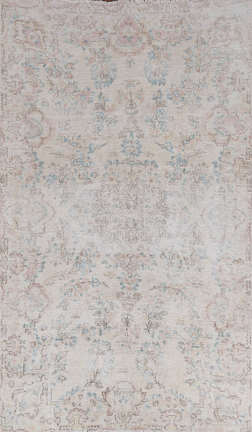 Floral Distressed Kerman Persian Area Rug 4x7