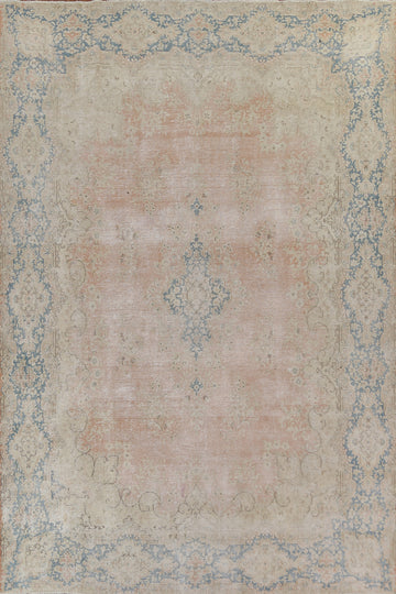 Antique Wool Distressed Kerman Persian Area Rug 9x12