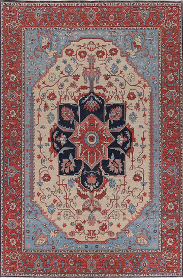 Geometric Heriz Serapi Turkish Wool Rug 9x12