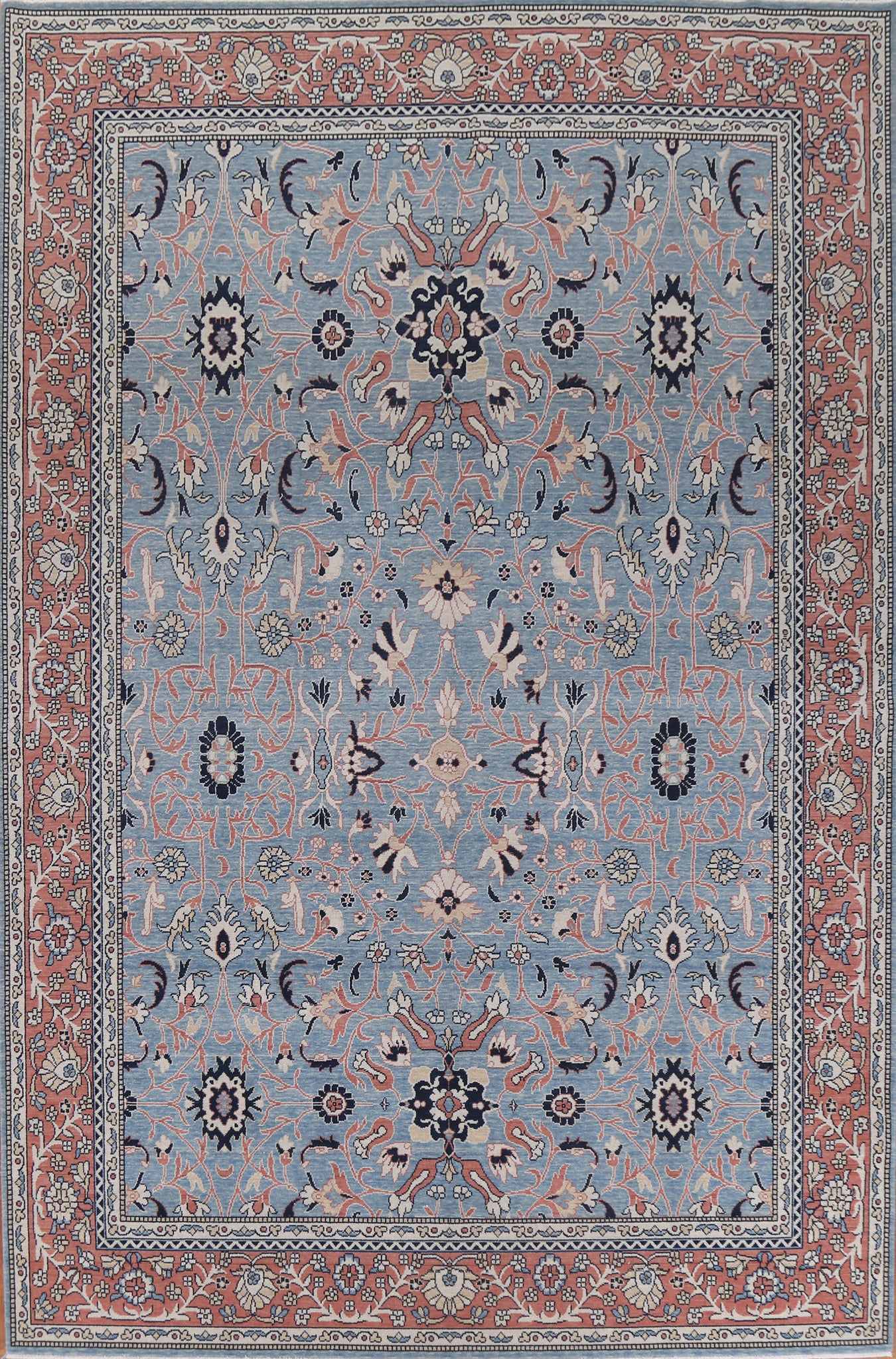 All-Over Floral Sultanabad Ziegler Turkish Wool Rug 9x12