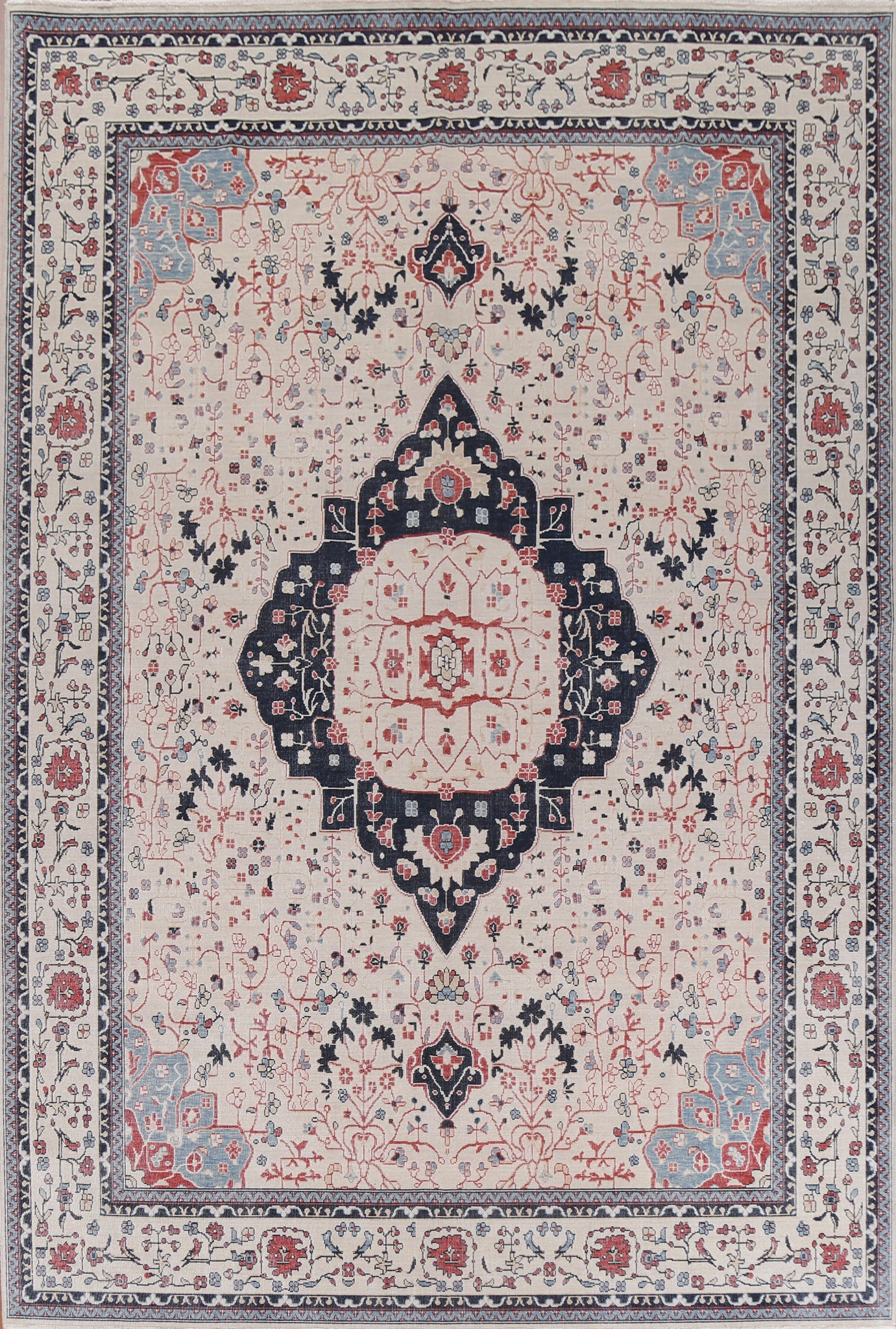 Wool Kashan Mohtasham Turkish Rug 9x12