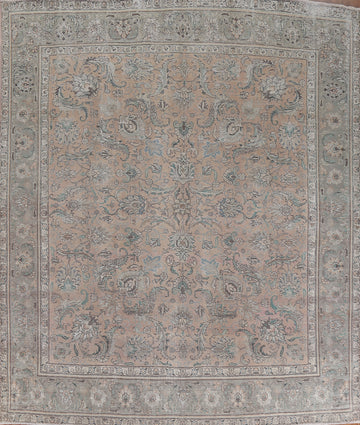 Muted Floral Tabriz Persian Wool Rug 10x11