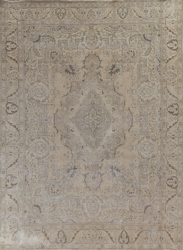 Muted Geometric Tabriz Persian Wool Rug 10x12