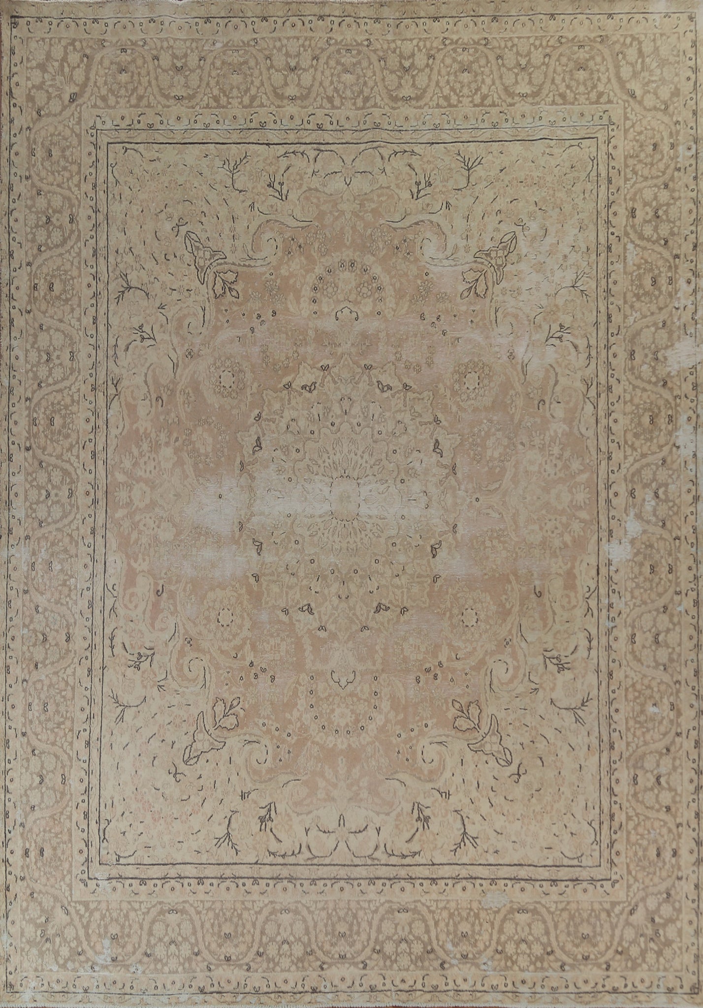 Distressed Vegetable Dye Kashan Persian Area Rug 10x12