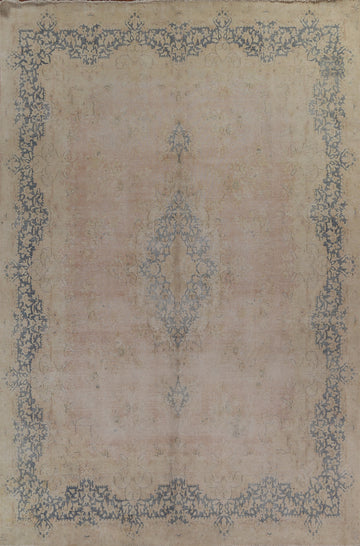 Antique Muted Distressed Kerman Persian Area Rug 10x13